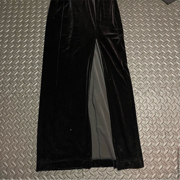 Caché Vintage Gown Dress Maxi Velvet Mesh Illusion Whimsy goth Medium Black - Picture 9 of 10